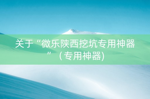 关于“微乐陕西挖坑专用神器”（专用神器)