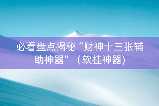 必看盘点揭秘“财神十三张辅助神器”（软挂神器)