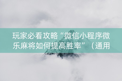 玩家必看攻略“微信小程序微乐麻将如何提高胜率”（通用挂软件多少钱)