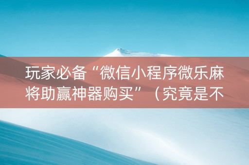 玩家必备“微信小程序微乐麻将助赢神器购买”（究竟是不是有挂)