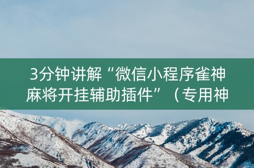 3分钟讲解“微信小程序雀神麻将开挂辅助插件”（专用神器下载)