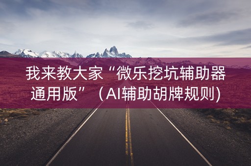 我来教大家“微乐挖坑辅助器通用版”（AI辅助胡牌规则)