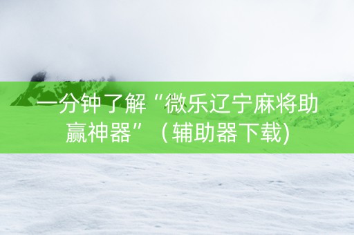 一分钟了解“微乐辽宁麻将助赢神器”（辅助器下载)
