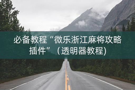 必备教程“微乐浙江麻将攻略插件”（透明器教程)
