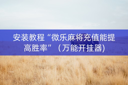 安装教程“微乐麻将充值能提高胜率”（万能开挂器)