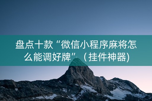 盘点十款“微信小程序麻将怎么能调好牌”（挂件神器)