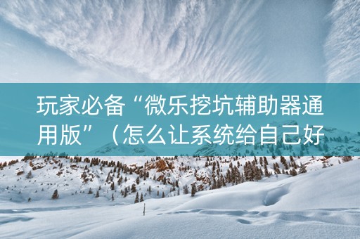 玩家必备“微乐挖坑辅助器通用版”（怎么让系统给自己好牌)