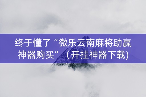 终于懂了“微乐云南麻将助赢神器购买”（开挂神器下载)