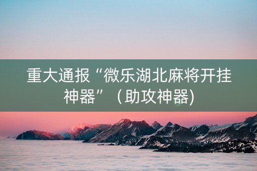 重大通报“微乐湖北麻将开挂神器”（助攻神器)