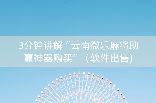 3分钟讲解“云南微乐麻将助赢神器购买”（软件出售)