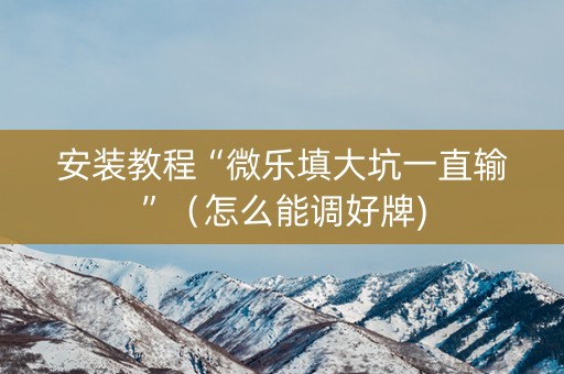 安装教程“微乐填大坑一直输”（怎么能调好牌)