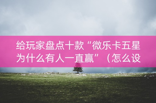 给玩家盘点十款“微乐卡五星为什么有人一直赢”（怎么设置能有好牌)