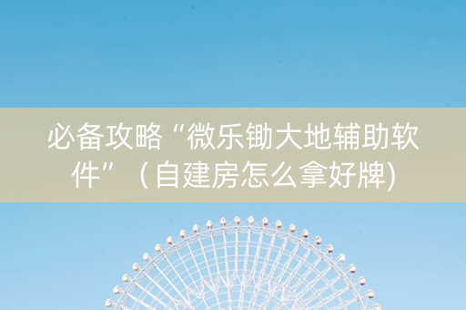 必备攻略“微乐锄大地辅助软件”（自建房怎么拿好牌)
