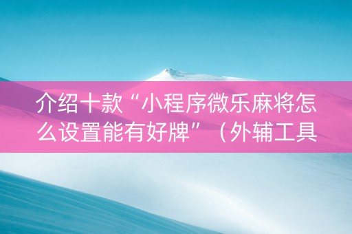 介绍十款“小程序微乐麻将怎么设置能有好牌”（外辅工具)