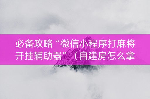 必备攻略“微信小程序打麻将开挂辅助器”（自建房怎么拿好牌)