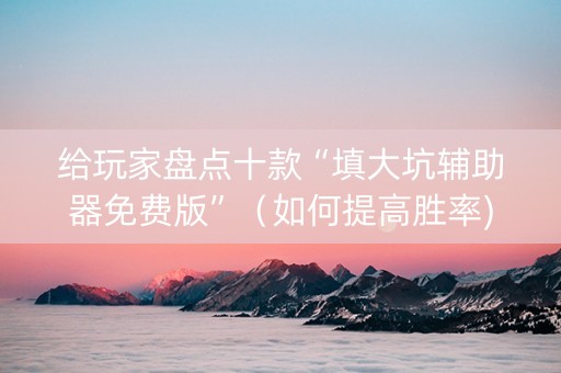 给玩家盘点十款“填大坑辅助器免费版”（如何提高胜率)