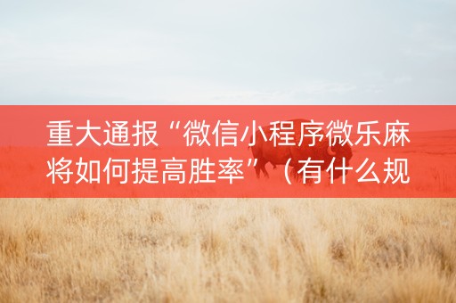 重大通报“微信小程序微乐麻将如何提高胜率”（有什么规律)