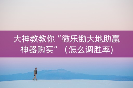 大神教教你“微乐锄大地助赢神器购买”（怎么调胜率)