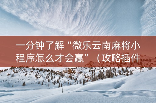 一分钟了解“微乐云南麻将小程序怎么才会赢”（攻略插件)
