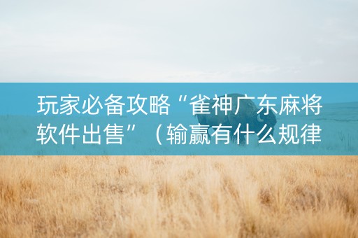 玩家必备攻略“雀神广东麻将软件出售”（输赢有什么规律)