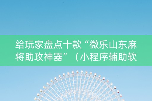 给玩家盘点十款“微乐山东麻将助攻神器”（小程序辅助软件)