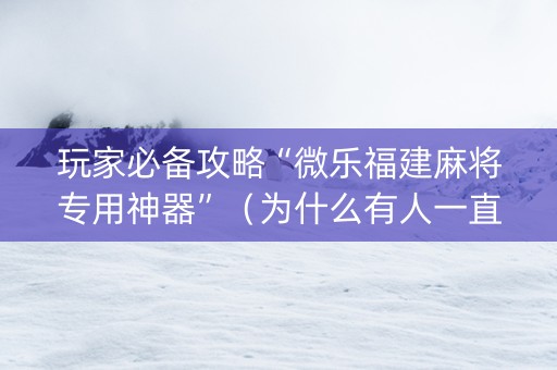 玩家必备攻略“微乐福建麻将专用神器”（为什么有人一直赢)