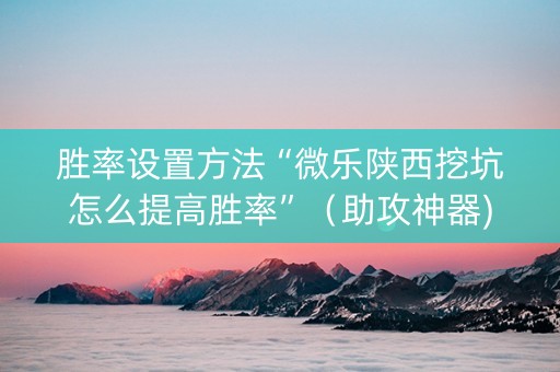胜率设置方法“微乐陕西挖坑怎么提高胜率”（助攻神器)