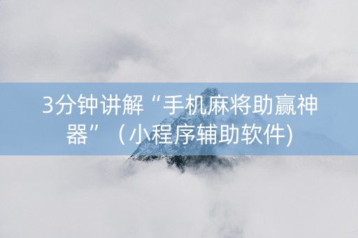 3分钟讲解“手机麻将助赢神器”（小程序辅助软件)