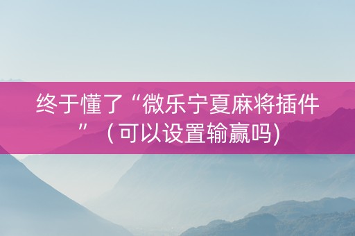 终于懂了“微乐宁夏麻将插件”（可以设置输赢吗)