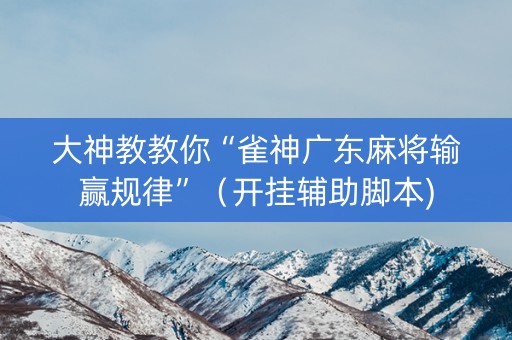 大神教教你“雀神广东麻将输赢规律”（开挂辅助脚本)