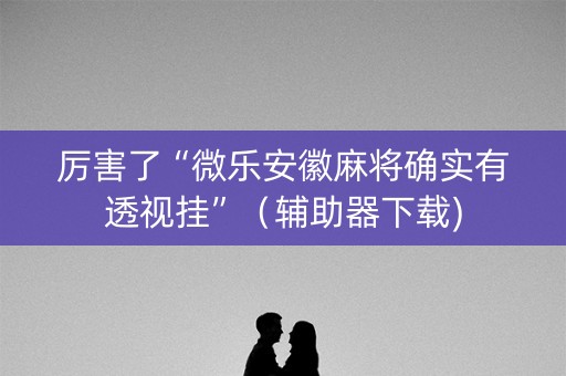 厉害了“微乐安徽麻将确实有透视挂”（辅助器下载)