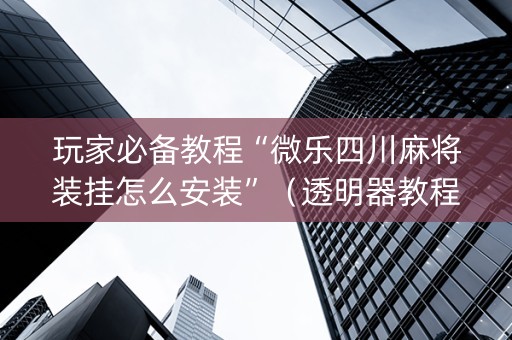 玩家必备教程“微乐四川麻将装挂怎么安装”（透明器教程)