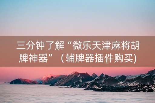 三分钟了解“微乐天津麻将胡牌神器”（辅牌器插件购买)