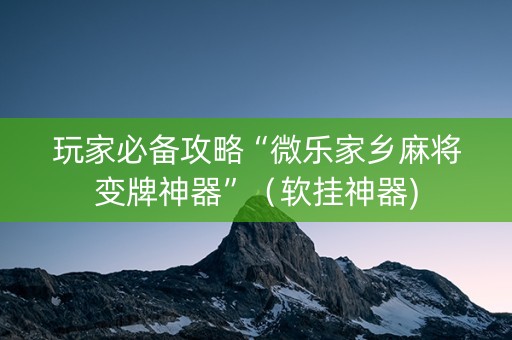 玩家必备攻略“微乐家乡麻将变牌神器”（软挂神器)