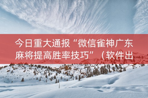 今日重大通报“微信雀神广东麻将提高胜率技巧”（软件出售)