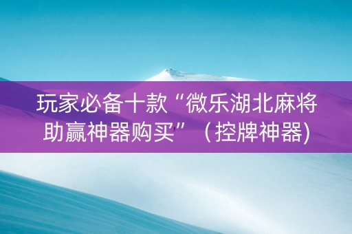 玩家必备十款“微乐湖北麻将助赢神器购买”（控牌神器)
