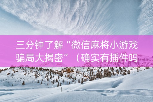 三分钟了解“微信麻将小游戏骗局大揭密”（确实有插件吗)
