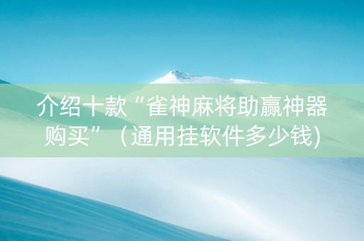 介绍十款“雀神麻将助赢神器购买”（通用挂软件多少钱)