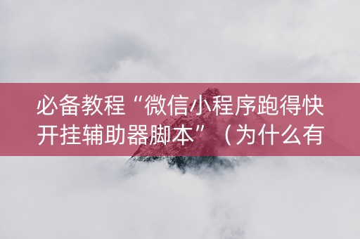 必备教程“微信小程序跑得快开挂辅助器脚本”（为什么有人一直赢)