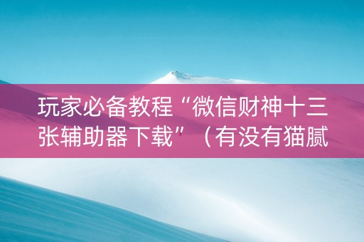玩家必备教程“微信财神十三张辅助器下载”（有没有猫腻)