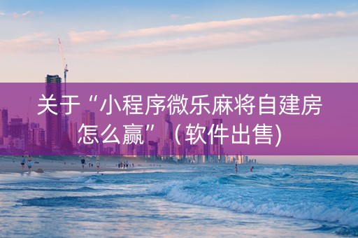 关于“小程序微乐麻将自建房怎么赢”（软件出售)