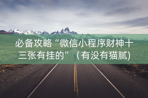 必备攻略“微信小程序财神十三张有挂的”（有没有猫腻)