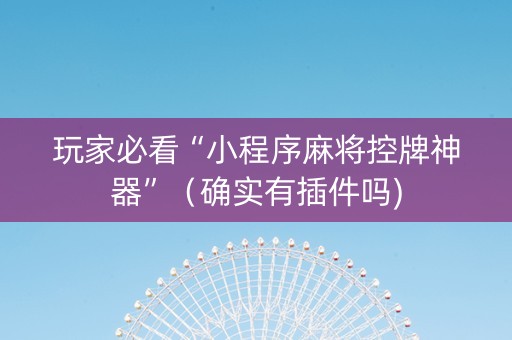 玩家必看“小程序麻将控牌神器”（确实有插件吗)