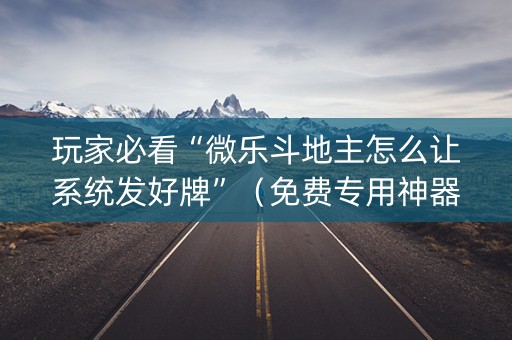 玩家必看“微乐斗地主怎么让系统发好牌”（免费专用神器)