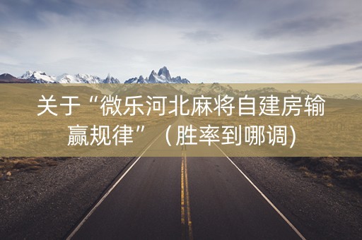 关于“微乐河北麻将自建房输赢规律”（胜率到哪调)
