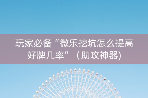 玩家必备“微乐挖坑怎么提高好牌几率”（助攻神器)