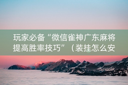 玩家必备“微信雀神广东麻将提高胜率技巧”（装挂怎么安装)