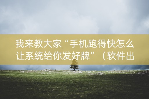 我来教大家“手机跑得快怎么让系统给你发好牌”（软件出售)