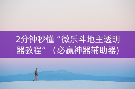 2分钟秒懂“微乐斗地主透明器教程”（必赢神器辅助器)