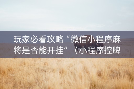 玩家必看攻略“微信小程序麻将是否能开挂”（小程序控牌器)